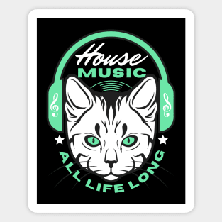 HOUSE MUSIC  - Headphone Cat (Green) Magnet